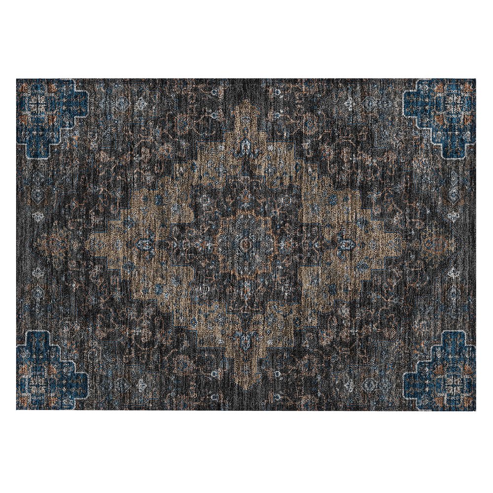 Machine Washable Indoor/Outdoor Chantille ACN2486 Black 1'8" x 2'6" Rug. Picture 1