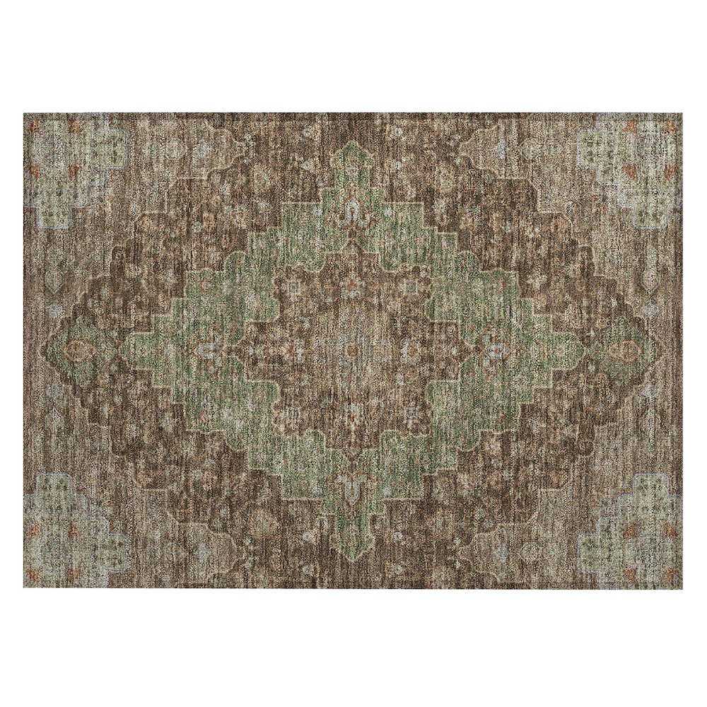 Machine Washable Indoor/Outdoor Chantille ACN2486 Brown 1'8" x 2'6" Rug. Picture 1