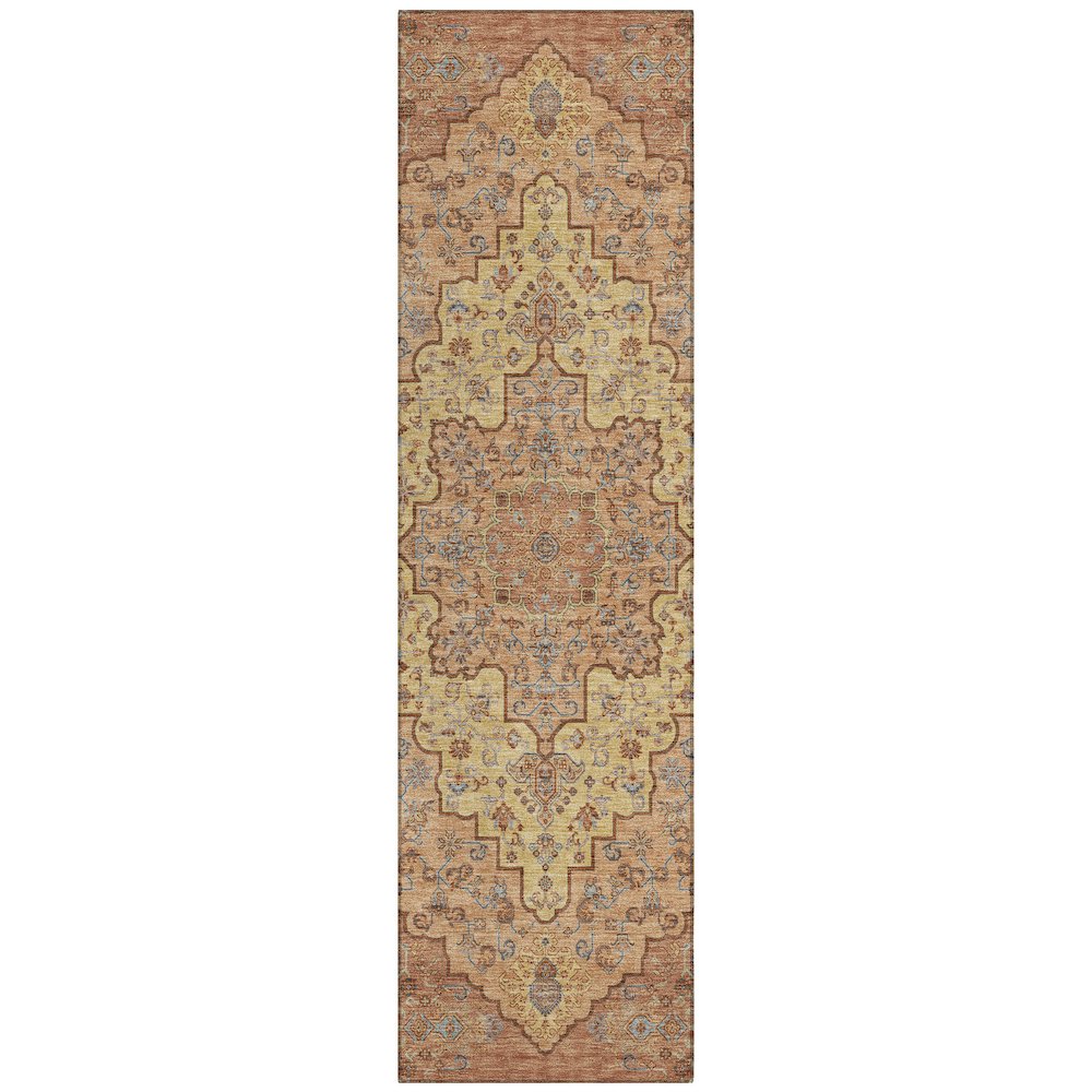 Machine Washable Indoor/Outdoor Chantille ACN2486 Orange 2'3" x 7'6" Runner Rug. Picture 1