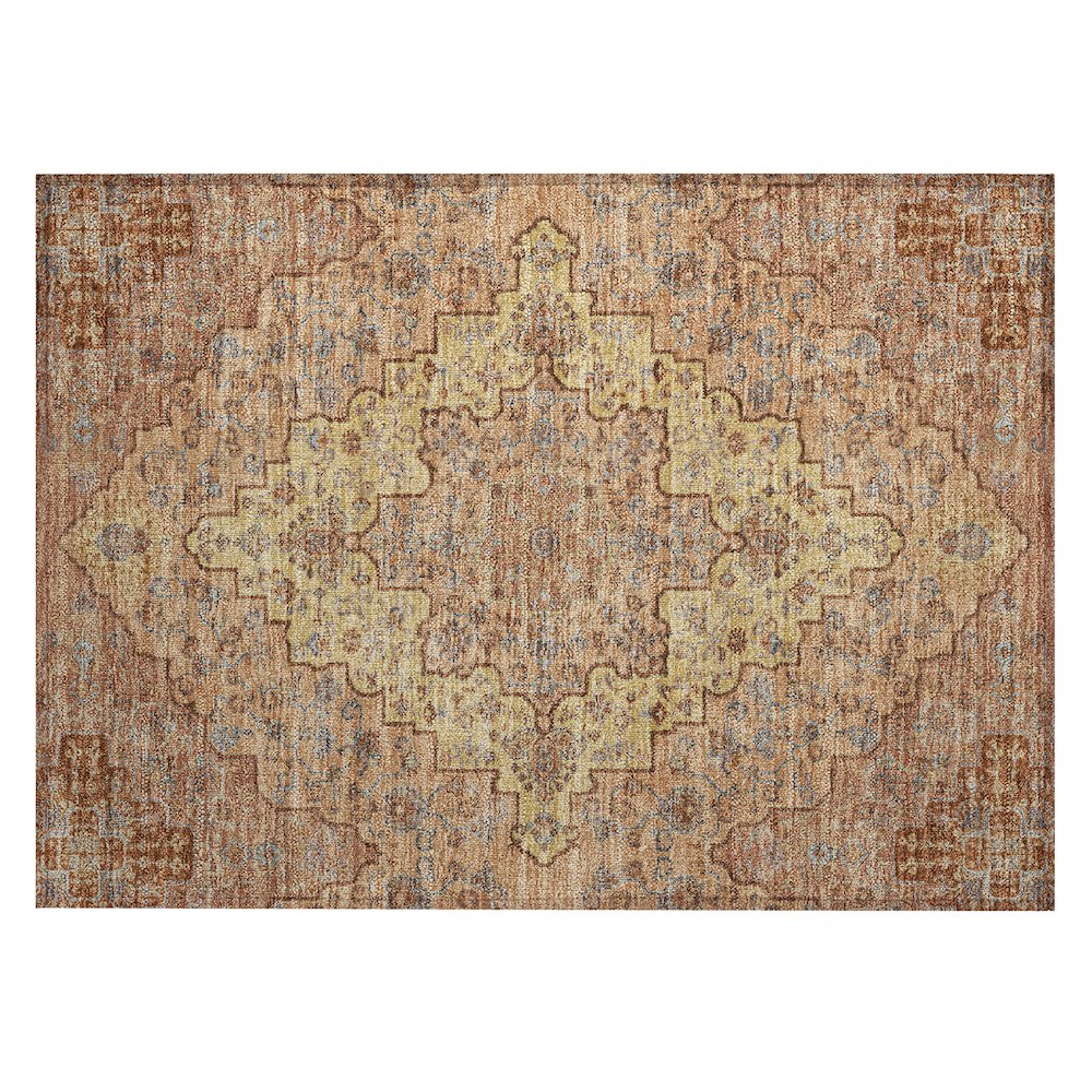 Machine Washable Indoor/Outdoor Chantille ACN2486 Orange 1'8" x 2'6" Rug. Picture 1