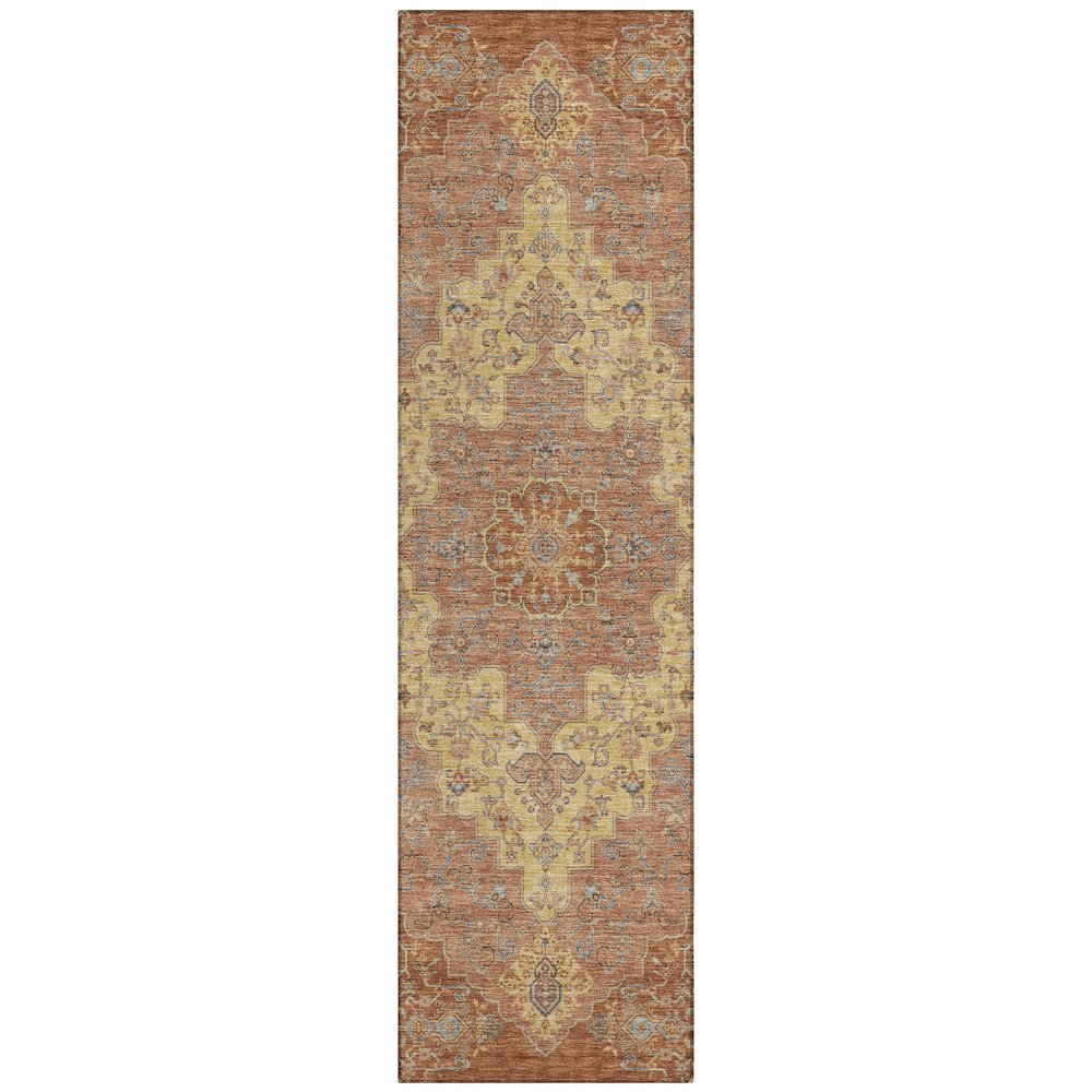 Machine Washable Indoor/Outdoor Chantille ACN2486 Orange 2'3" x 7'6" Runner Rug. Picture 1
