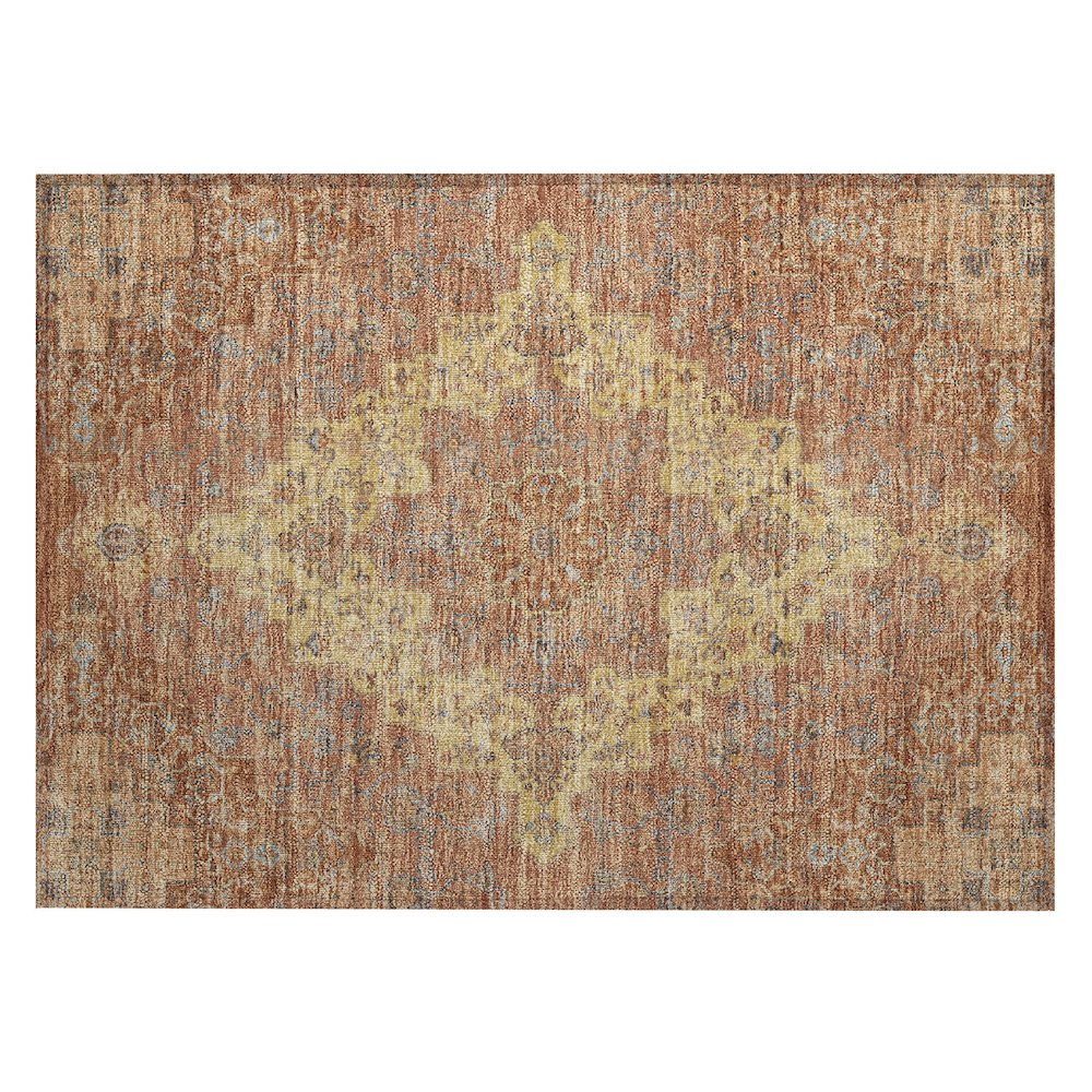 Machine Washable Indoor/Outdoor Chantille ACN2486 Orange 1'8" x 2'6" Rug. Picture 1