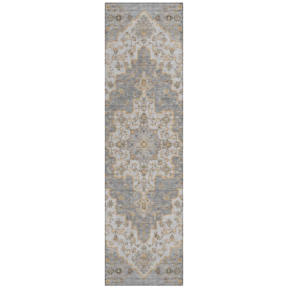 Machine Washable Indoor/Outdoor Chantille ACN2486 Gray 2'3" x 7'6" Runner Rug. Picture 1