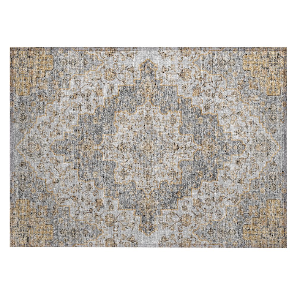 Machine Washable Indoor/Outdoor Chantille ACN2486 Gray 1'8" x 2'6" Rug. Picture 1