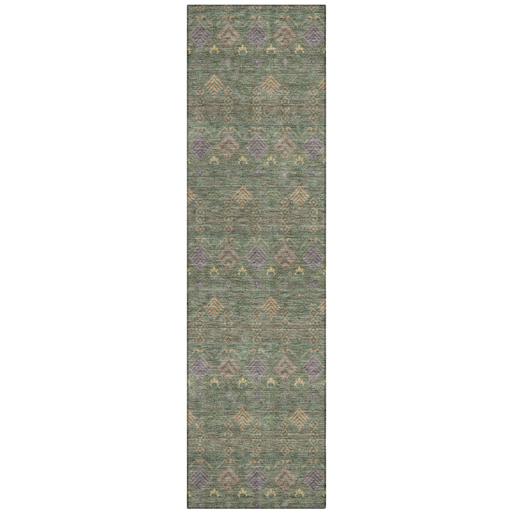 Machine Washable Indoor/Outdoor Chantille ACN2487 Green 2'3" x 7'6" Runner Rug. Picture 1