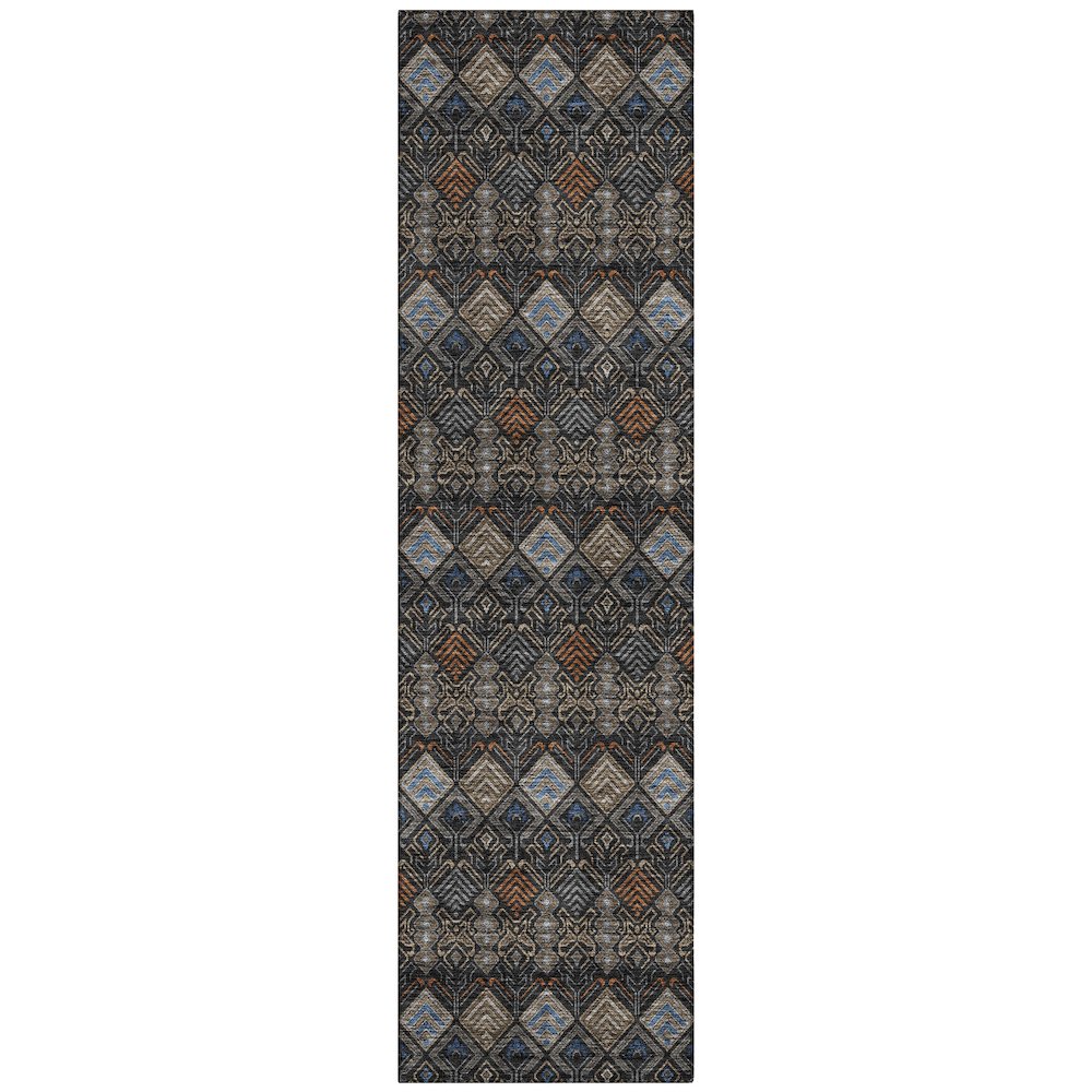 Machine Washable Indoor/Outdoor Chantille ACN2487 Black 2'3" x 7'6" Runner Rug. Picture 1