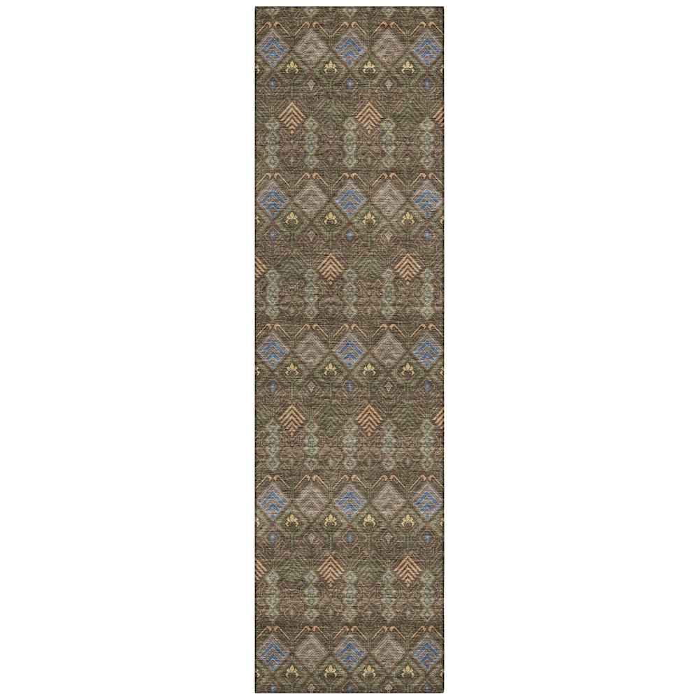 Machine Washable Indoor/Outdoor Chantille ACN2487 Brown 2'3" x 7'6" Runner Rug. Picture 1