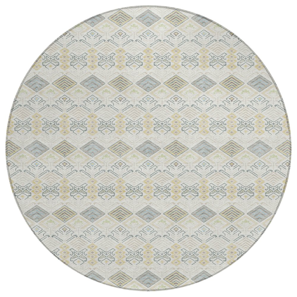 Machine Washable Indoor/Outdoor Chantille ACN2487 Ivory 8' x 8' Round Rug. Picture 1