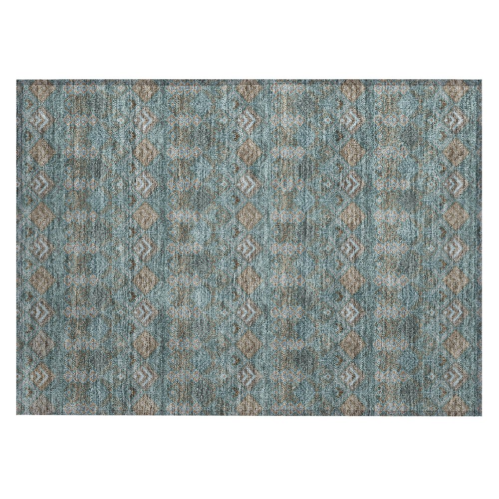 Machine Washable Indoor/Outdoor Chantille ACN2487 Teal 1'8" x 2'6" Rug. Picture 1
