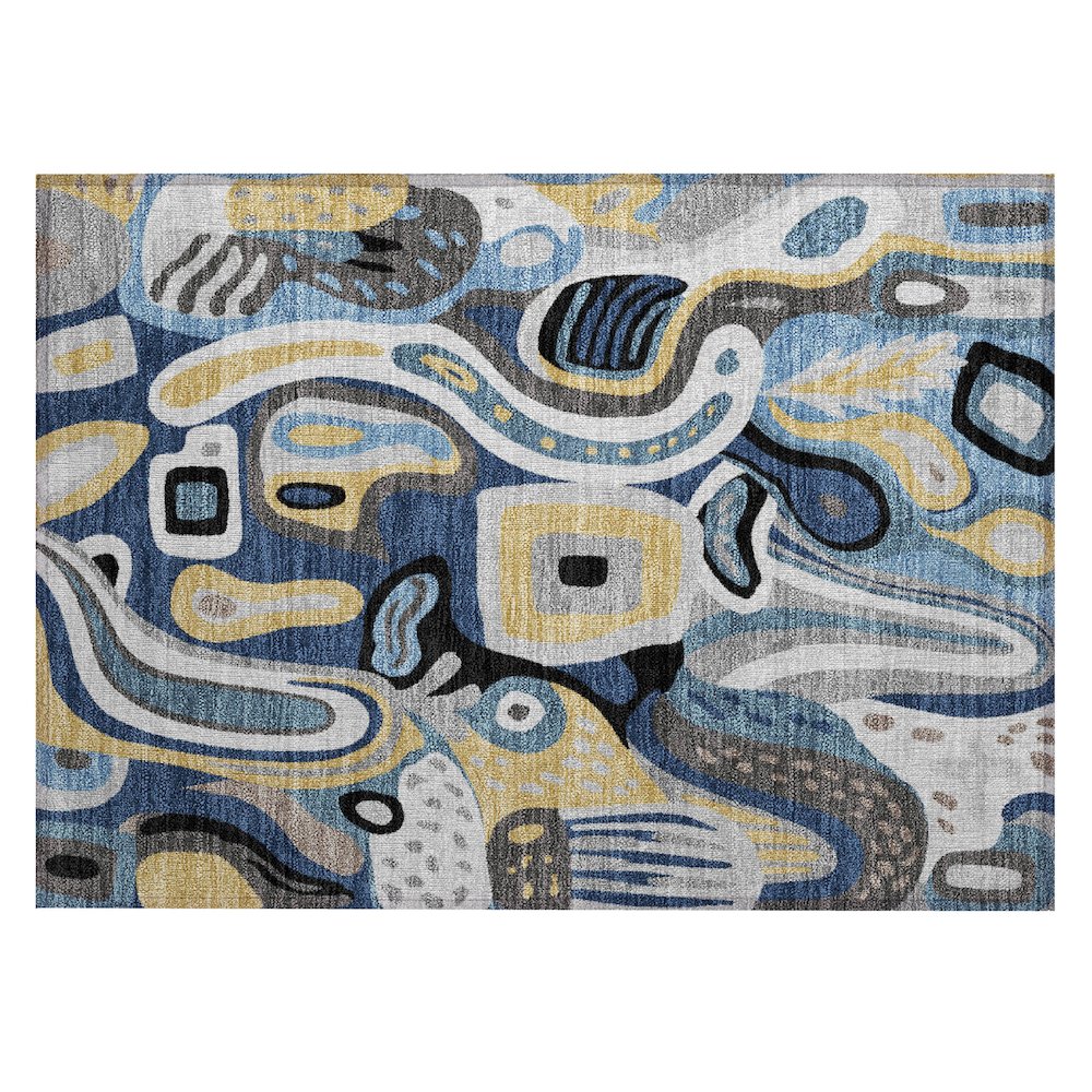 Machine Washable Indoor/Outdoor Chantille ACN2488 Blue 1'8" x 2'6" Rug. Picture 1