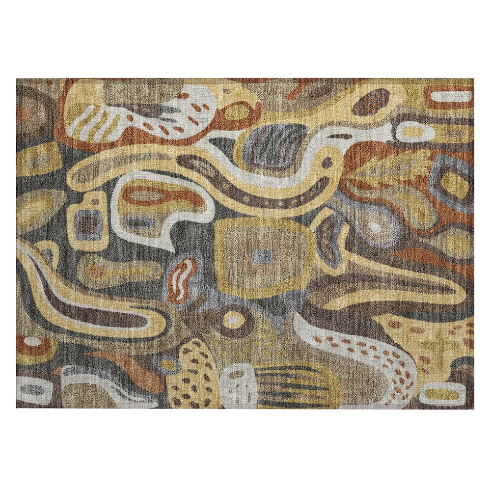 Machine Washable Indoor/Outdoor Chantille ACN2488 Brown 1'8" x 2'6" Rug. Picture 1