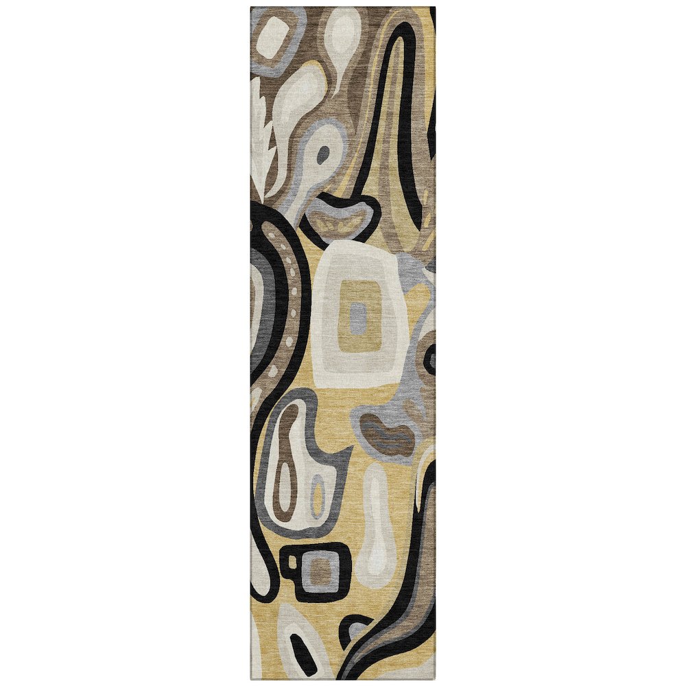 Machine Washable Indoor/Outdoor Chantille ACN2488 Gold 2'3" x 7'6" Runner Rug. Picture 1