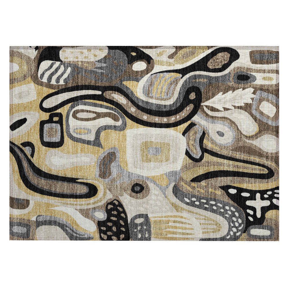 Machine Washable Indoor/Outdoor Chantille ACN2488 Gold 1'8" x 2'6" Rug. Picture 1