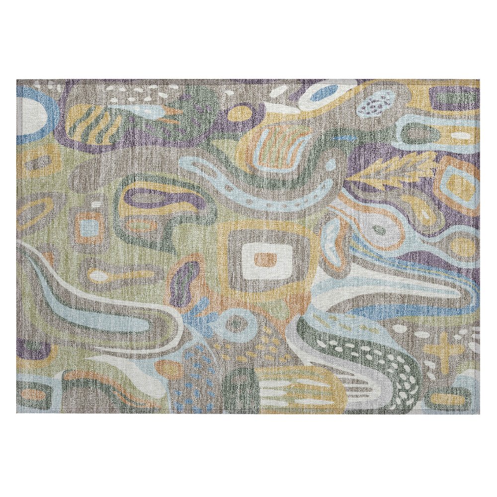 Machine Washable Indoor/Outdoor Chantille ACN2488 Green 1'8" x 2'6" Rug. Picture 1