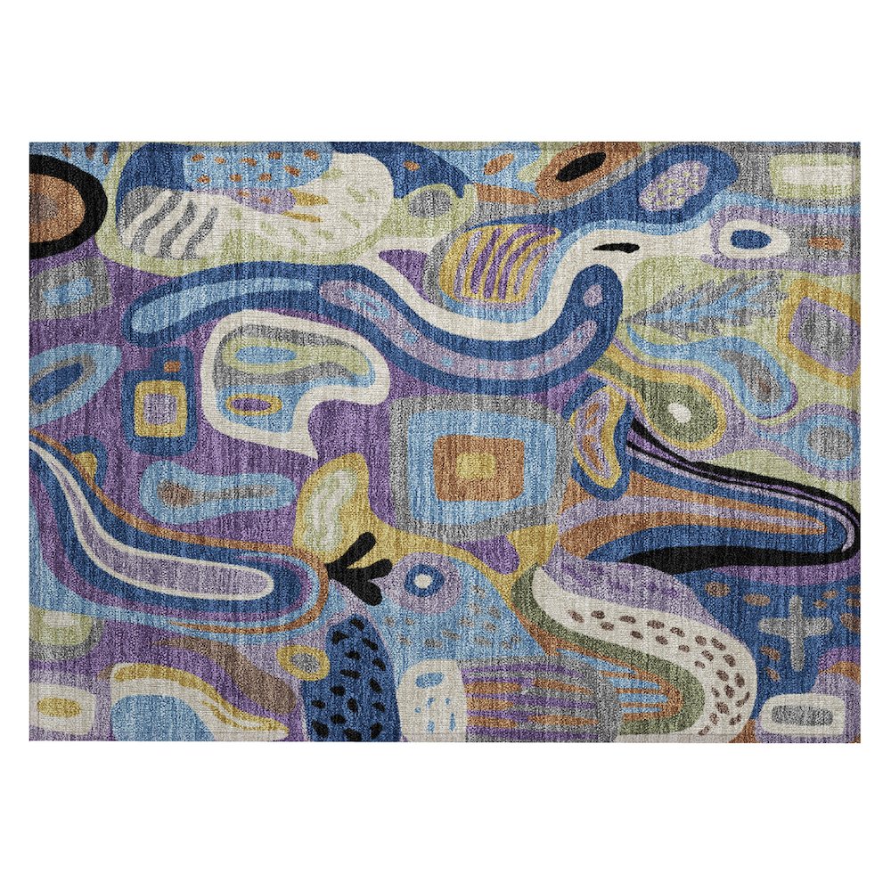 Machine Washable Indoor/Outdoor Chantille ACN2488 Purple 1'8" x 2'6" Rug. Picture 1
