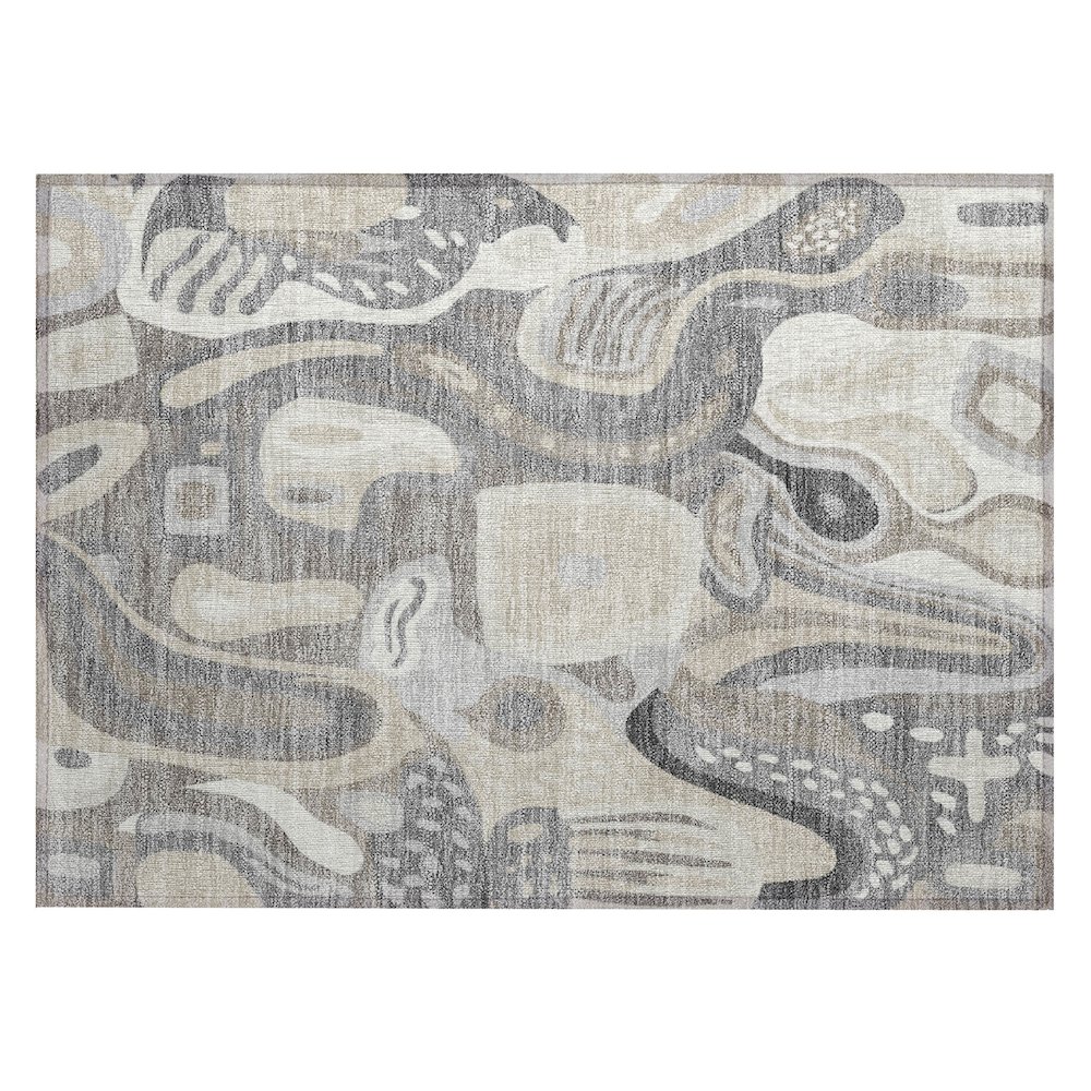 Machine Washable Indoor/Outdoor Chantille ACN2488 Brown 1'8" x 2'6" Rug. Picture 1