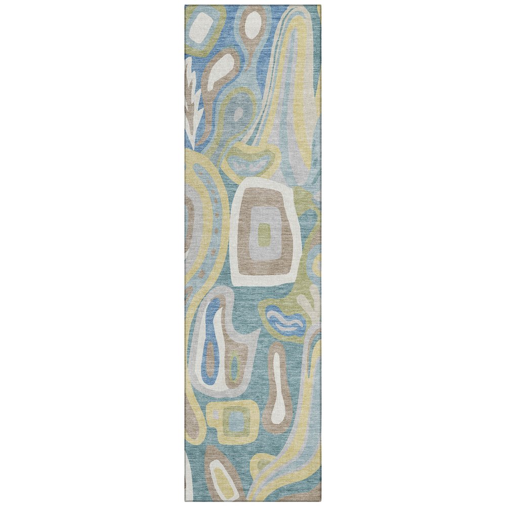 Machine Washable Indoor/Outdoor Chantille ACN2488 Teal 2'3" x 7'6" Runner Rug. Picture 1