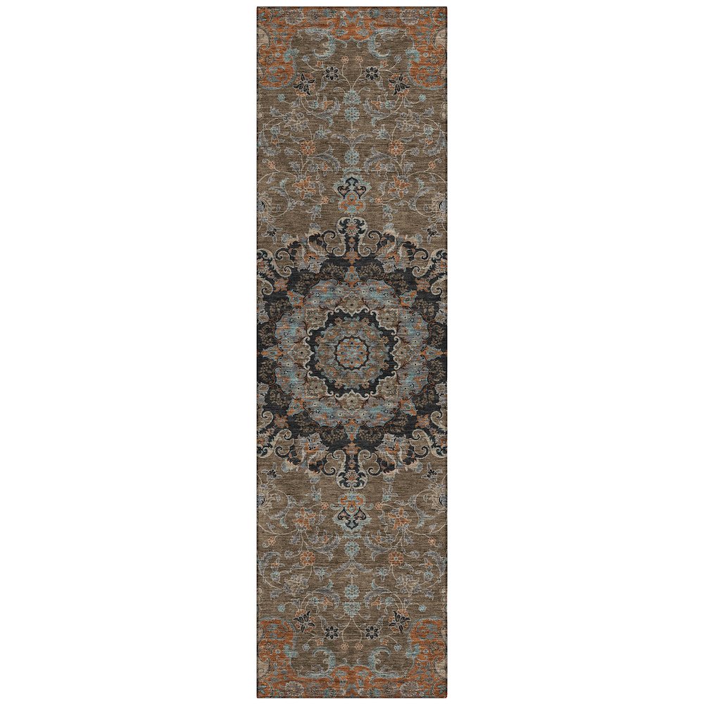 Machine Washable Indoor/Outdoor Chantille ACN2489 Brown 2'3" x 7'6" Runner Rug. Picture 1