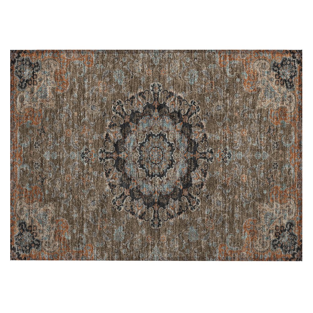 Machine Washable Indoor/Outdoor Chantille ACN2489 Brown 1'8" x 2'6" Rug. Picture 1
