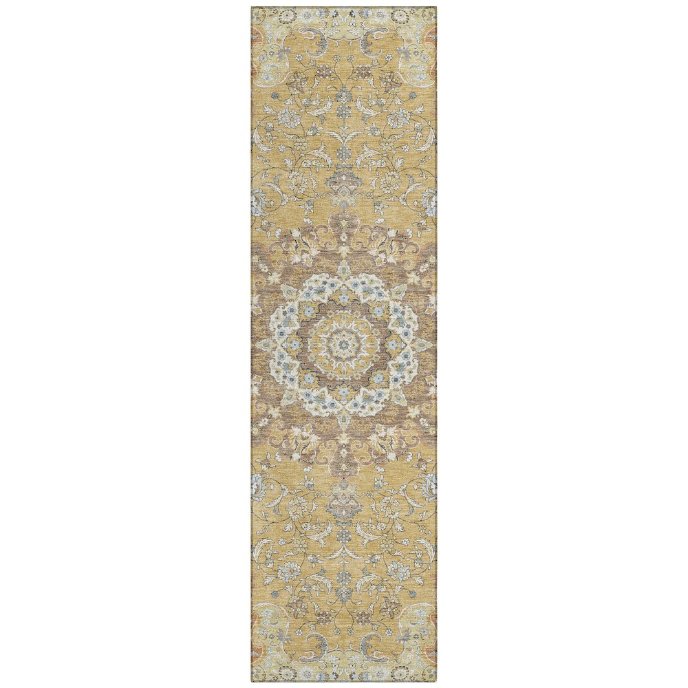 Machine Washable Indoor/Outdoor Chantille ACN2489 Gold 2'3" x 7'6" Runner Rug. Picture 1