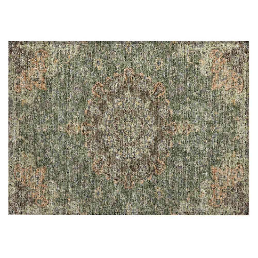 Machine Washable Indoor/Outdoor Chantille ACN2489 Green 1'8" x 2'6" Rug. Picture 1