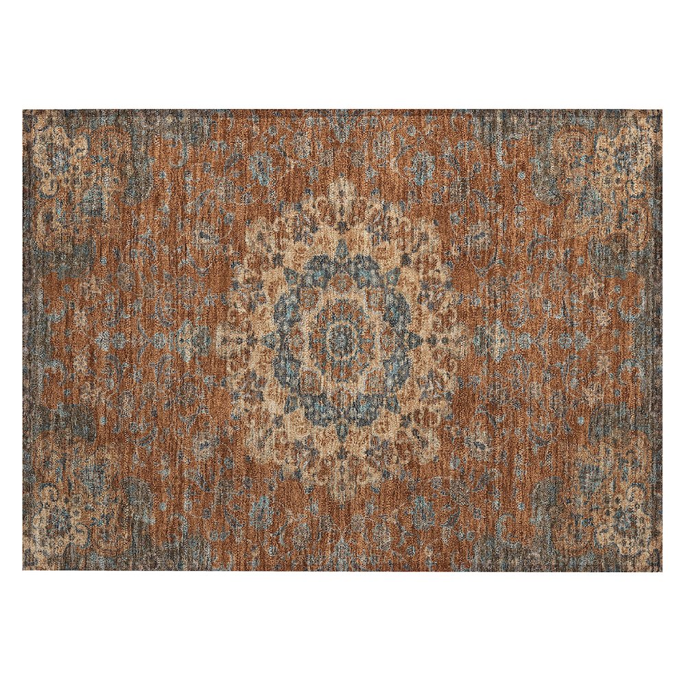 Machine Washable Indoor/Outdoor Chantille ACN2489 Orange 1'8" x 2'6" Rug. Picture 1