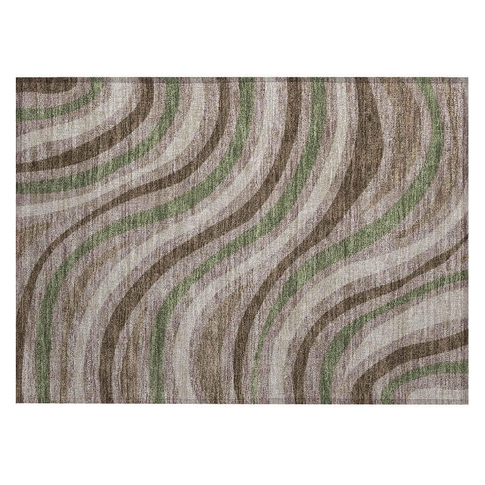 Machine Washable Indoor/Outdoor Chantille ACN2490 Brown 1'8" x 2'6" Rug. Picture 1