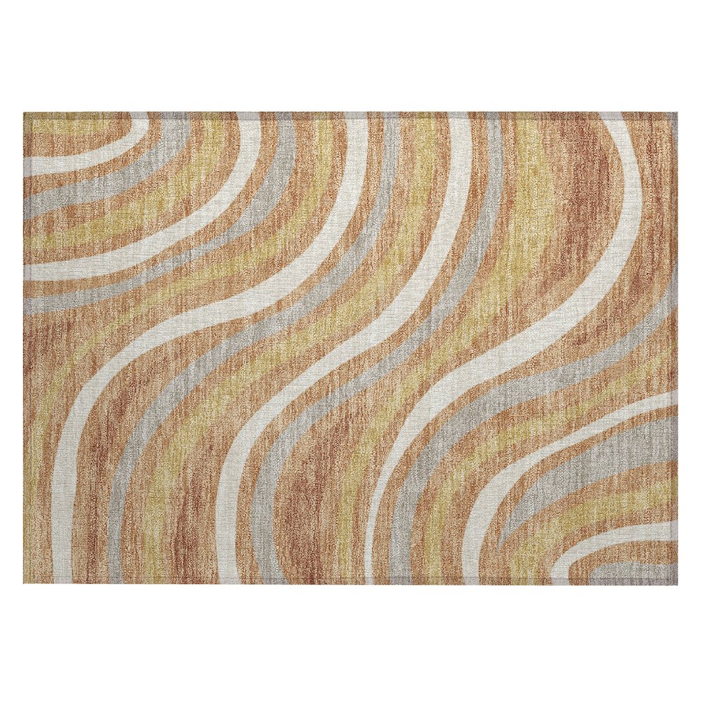Machine Washable Indoor/Outdoor Chantille ACN2490 Orange 1'8" x 2'6" Rug. Picture 1