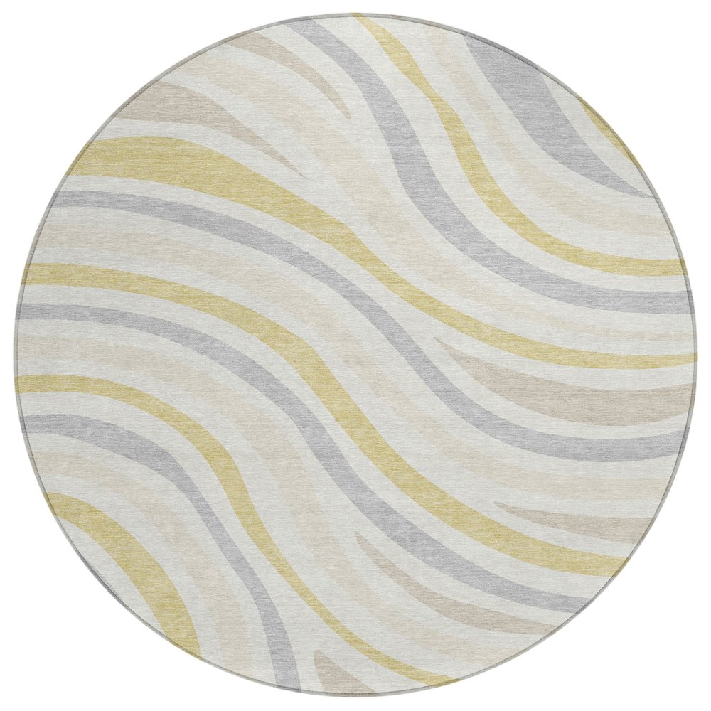 Machine Washable Indoor/Outdoor Chantille ACN2490 Ivory 8' x 8' Round Rug. Picture 1