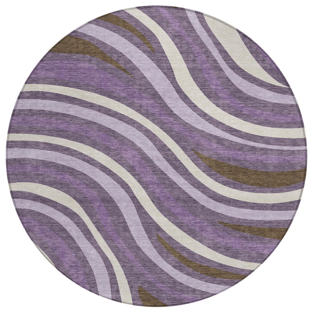Machine Washable Indoor/Outdoor Chantille ACN2490 Purple 8' x 8' Round Rug. Picture 1