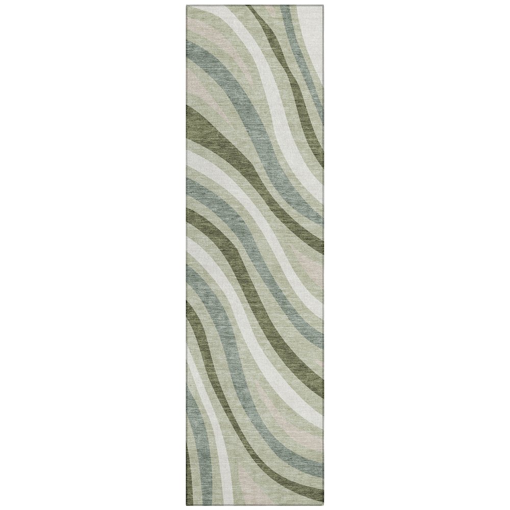Machine Washable Indoor/Outdoor Chantille ACN2490 Green 2'3" x 7'6" Runner Rug. Picture 1