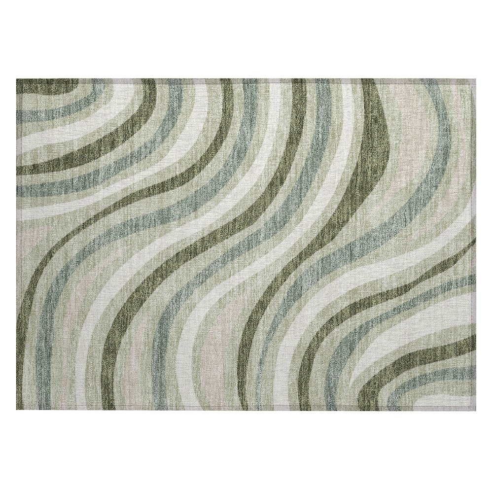 Machine Washable Indoor/Outdoor Chantille ACN2490 Green 1'8" x 2'6" Rug. Picture 1