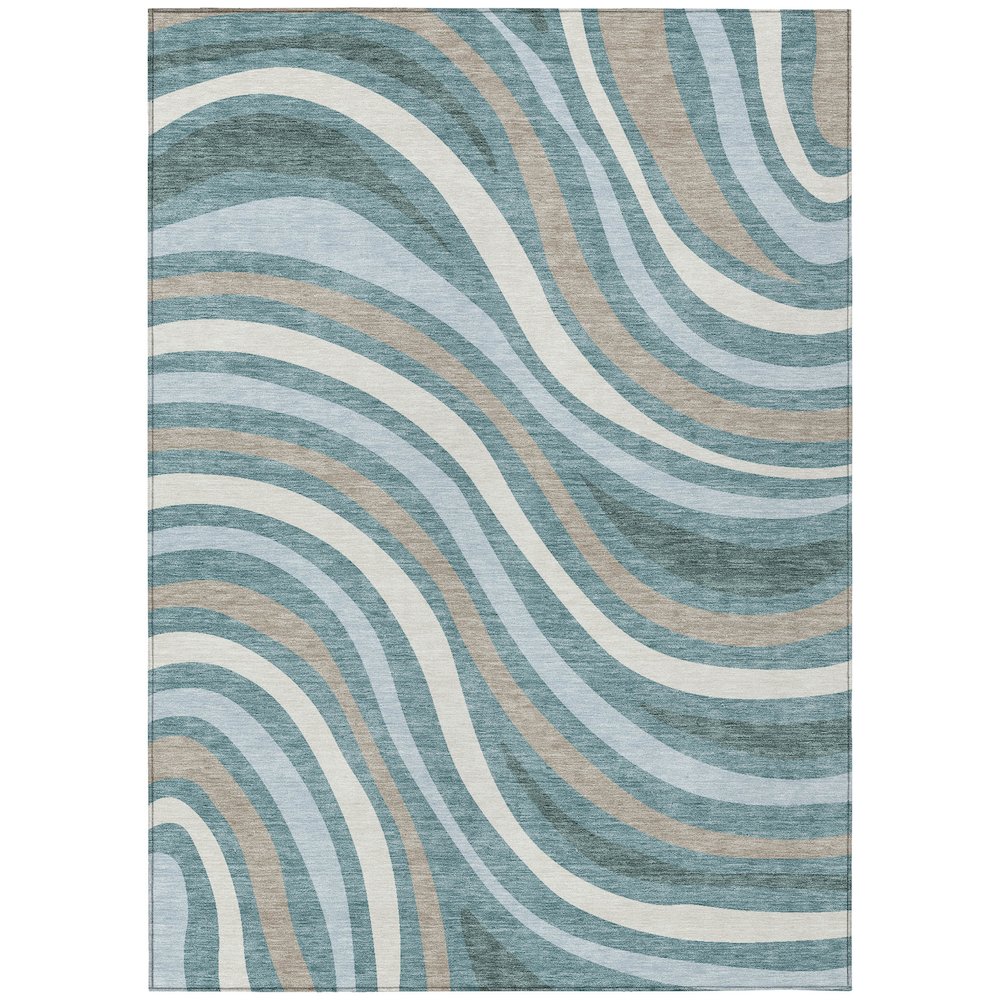 Machine Washable Indoor/Outdoor Chantille ACN2490 Teal 2'6" x 3'10" Rug. Picture 1