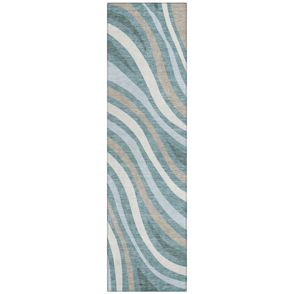 Machine Washable Indoor/Outdoor Chantille ACN2490 Teal 2'3" x 7'6" Runner Rug. Picture 1
