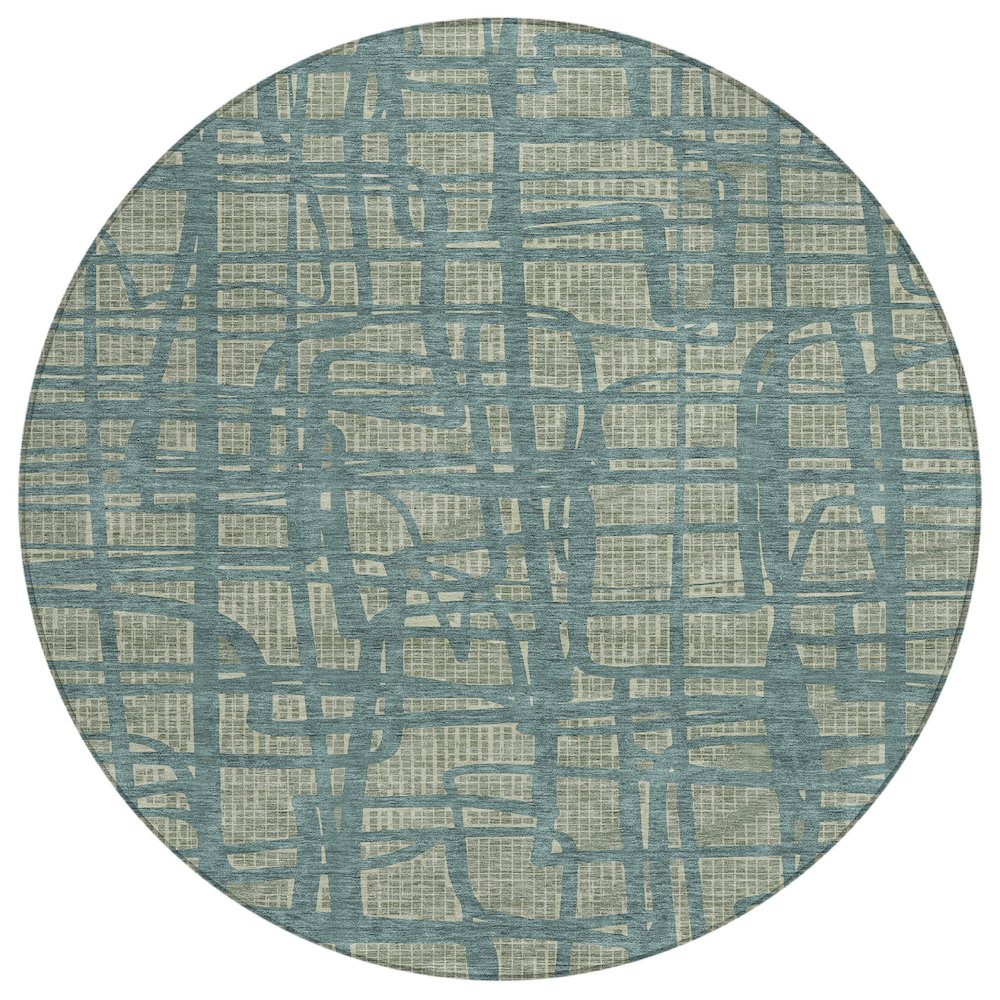 Machine Washable Indoor/Outdoor Chantille ACN2491 Green 8' x 8' Round Rug. Picture 1