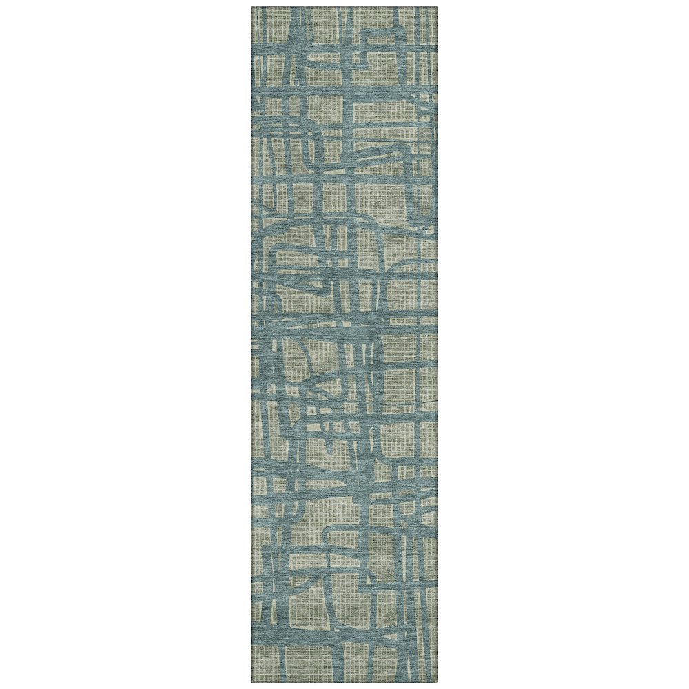Machine Washable Indoor/Outdoor Chantille ACN2491 Green 2'3" x 7'6" Runner Rug. Picture 1