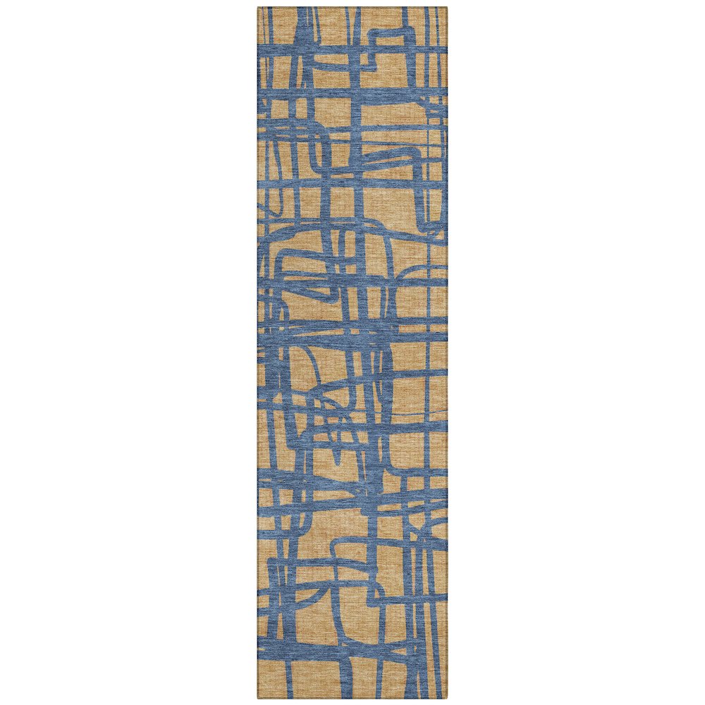 Machine Washable Indoor/Outdoor Chantille ACN2491 Gold 2'3" x 7'6" Runner Rug. Picture 1