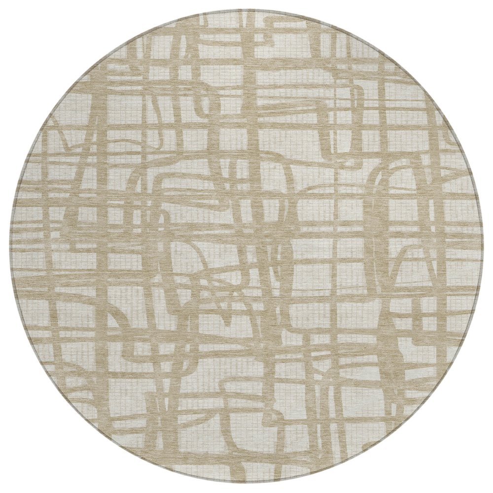Machine Washable Indoor/Outdoor Chantille ACN2491 Ivory 8' x 8' Round Rug. Picture 1