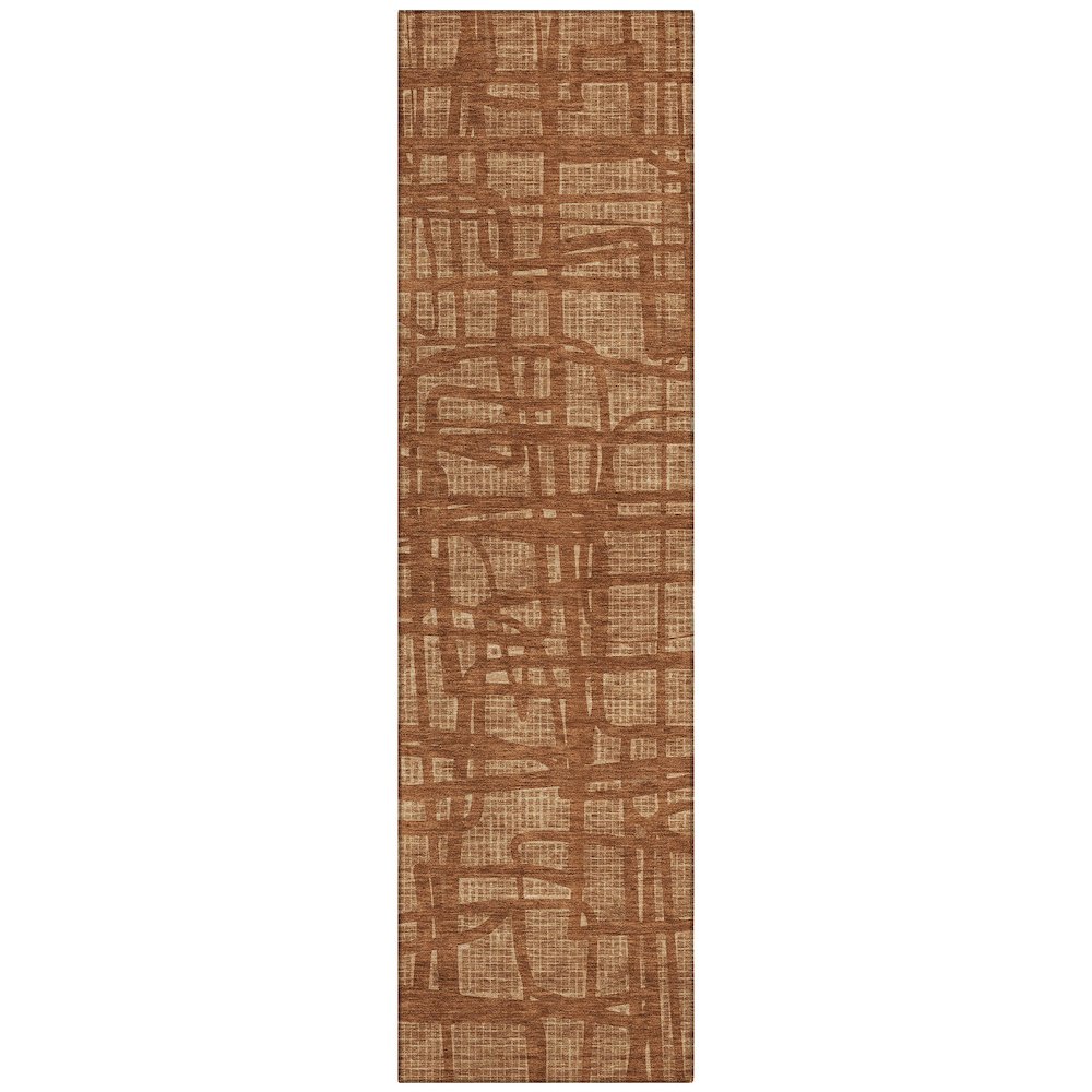 Machine Washable Indoor/Outdoor Chantille ACN2491 Orange 2'3" x 7'6" Runner Rug. Picture 1