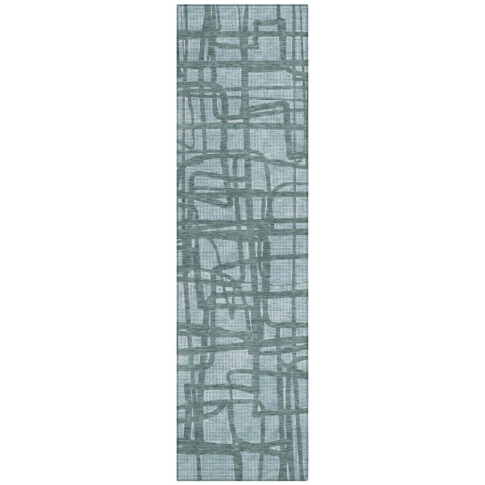 Machine Washable Indoor/Outdoor Chantille ACN2491 Teal 2'3" x 7'6" Runner Rug. Picture 1