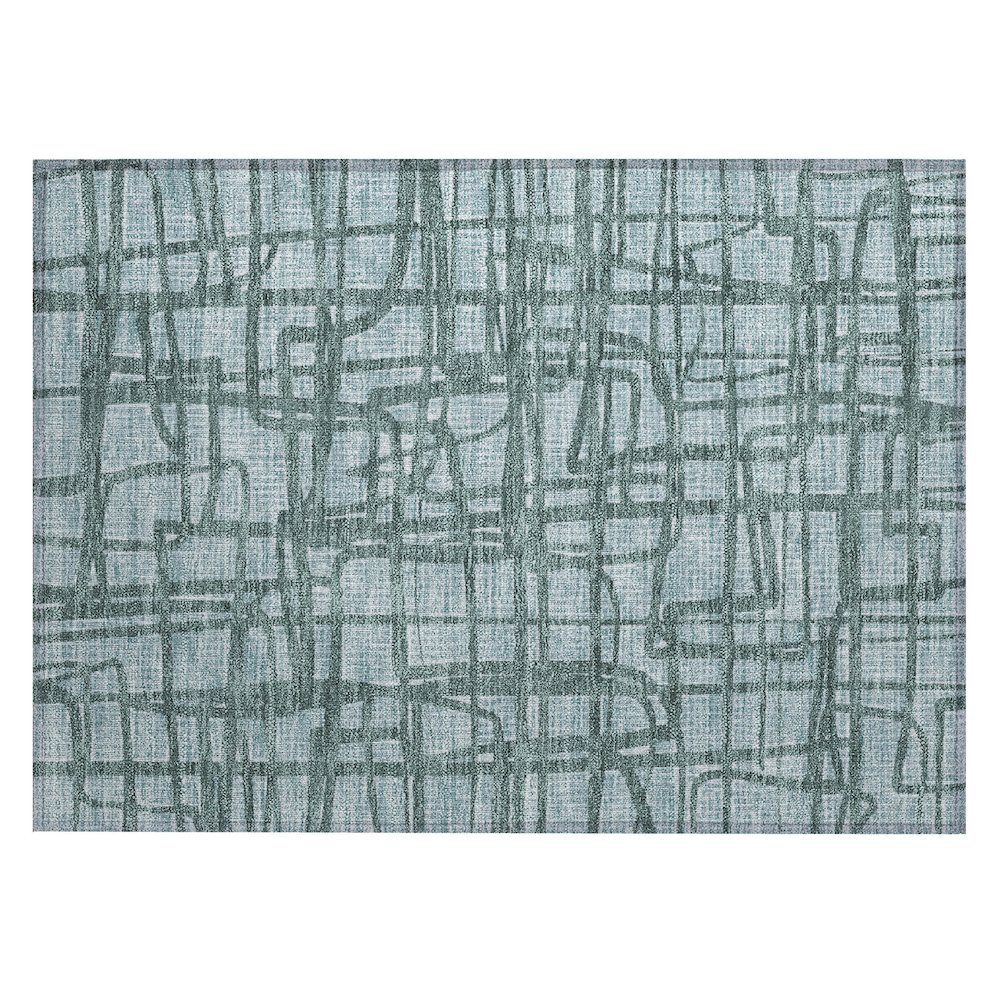 Machine Washable Indoor/Outdoor Chantille ACN2491 Teal 1'8" x 2'6" Rug. Picture 1