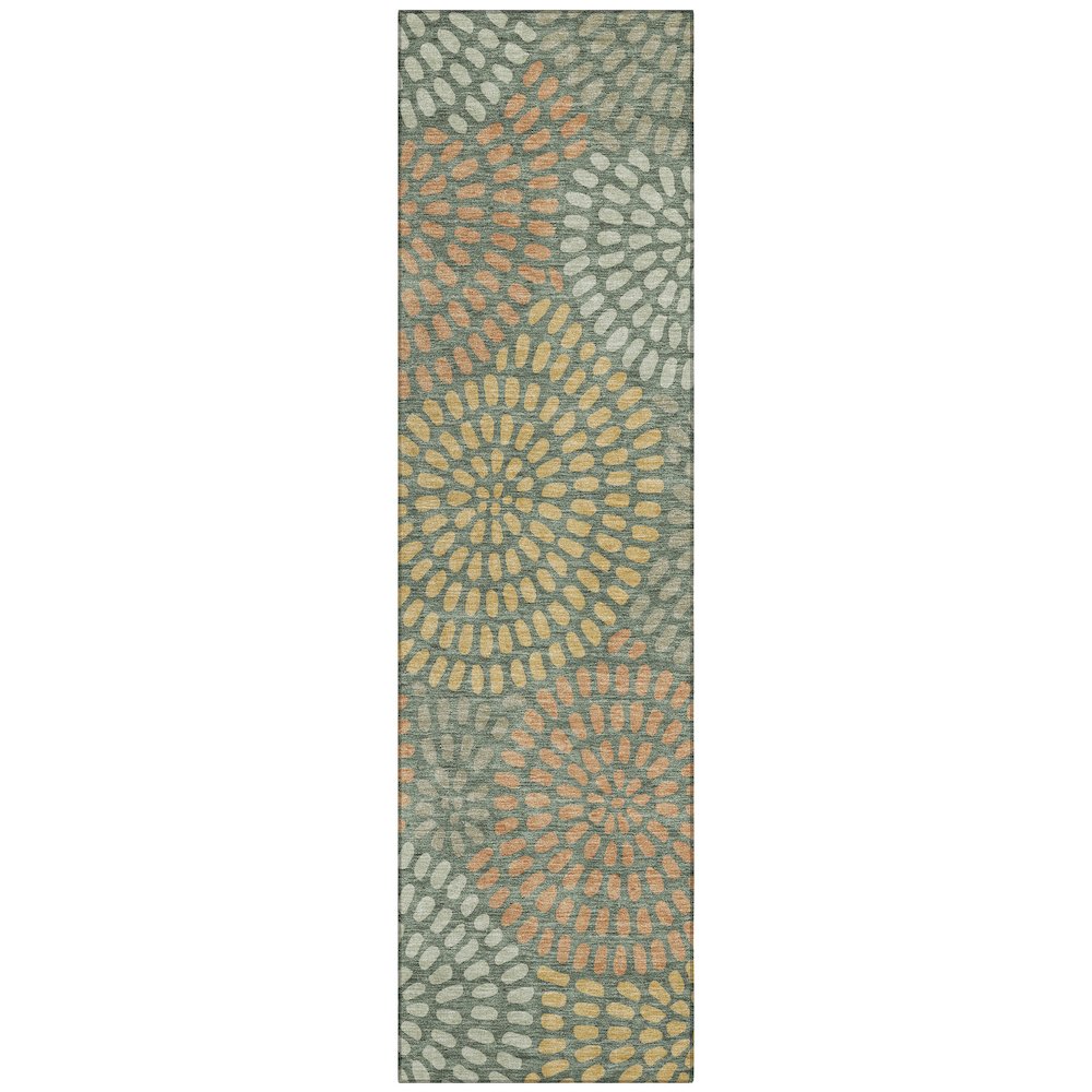 Machine Washable Indoor/Outdoor Chantille ACN2492 Green 2'3" x 7'6" Runner Rug. Picture 1