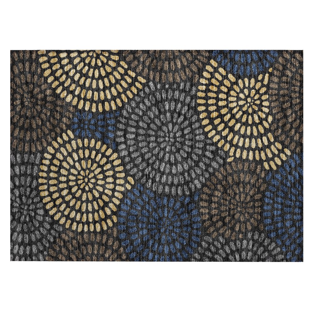 Machine Washable Indoor/Outdoor Chantille ACN2492 Black 1'8" x 2'6" Rug. Picture 1