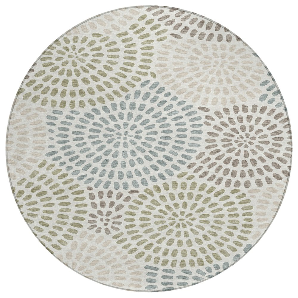 Machine Washable Indoor/Outdoor Chantille ACN2492 Ivory 8' x 8' Round Rug. Picture 1
