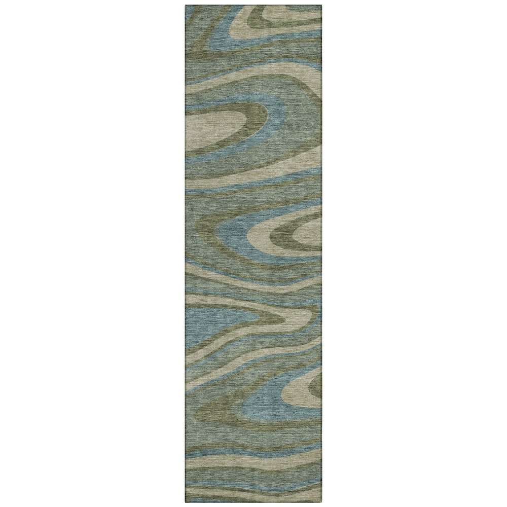 Machine Washable Indoor/Outdoor Chantille ACN2493 Green 2'3" x 7'6" Runner Rug. Picture 1