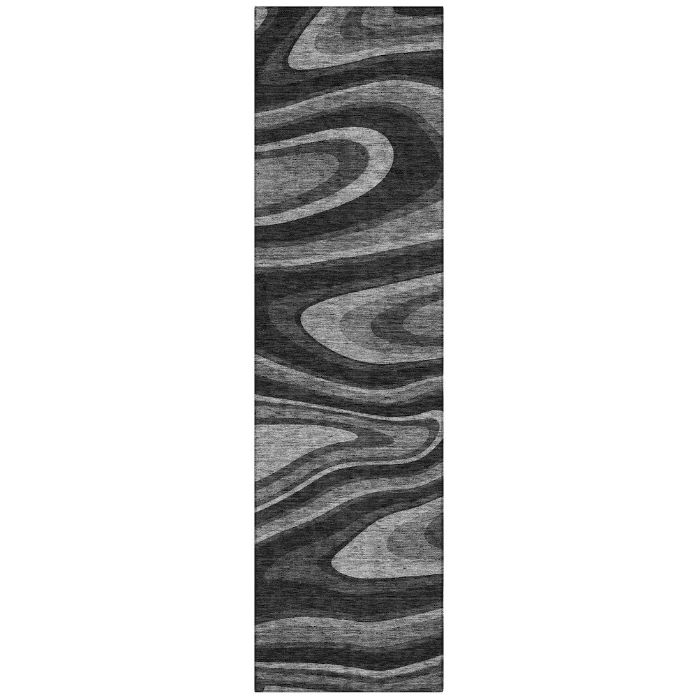 Machine Washable Indoor/Outdoor Chantille ACN2493 Black 2'3" x 7'6" Runner Rug. Picture 1