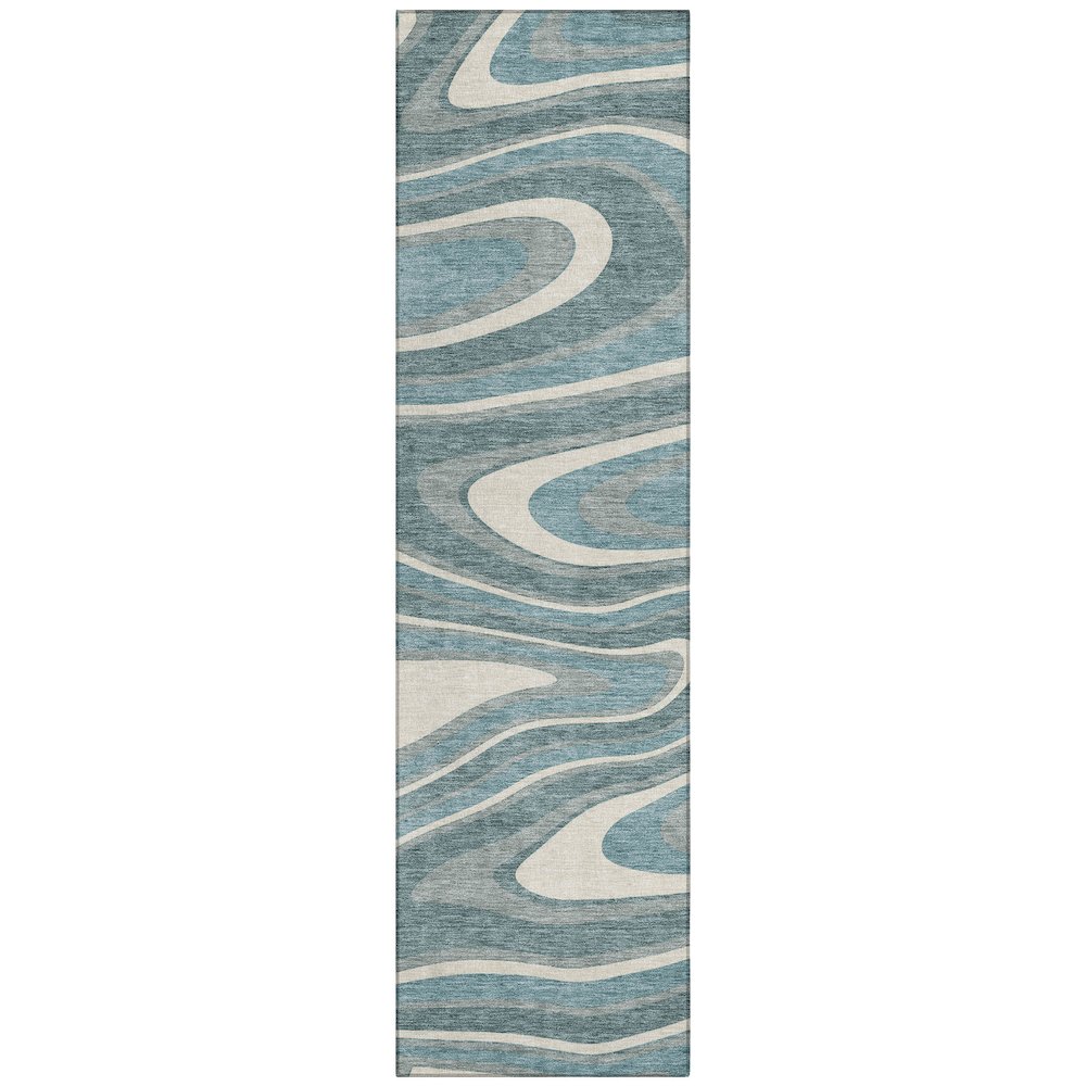 Machine Washable Indoor/Outdoor Chantille ACN2493 Teal 2'3" x 7'6" Runner Rug. Picture 1