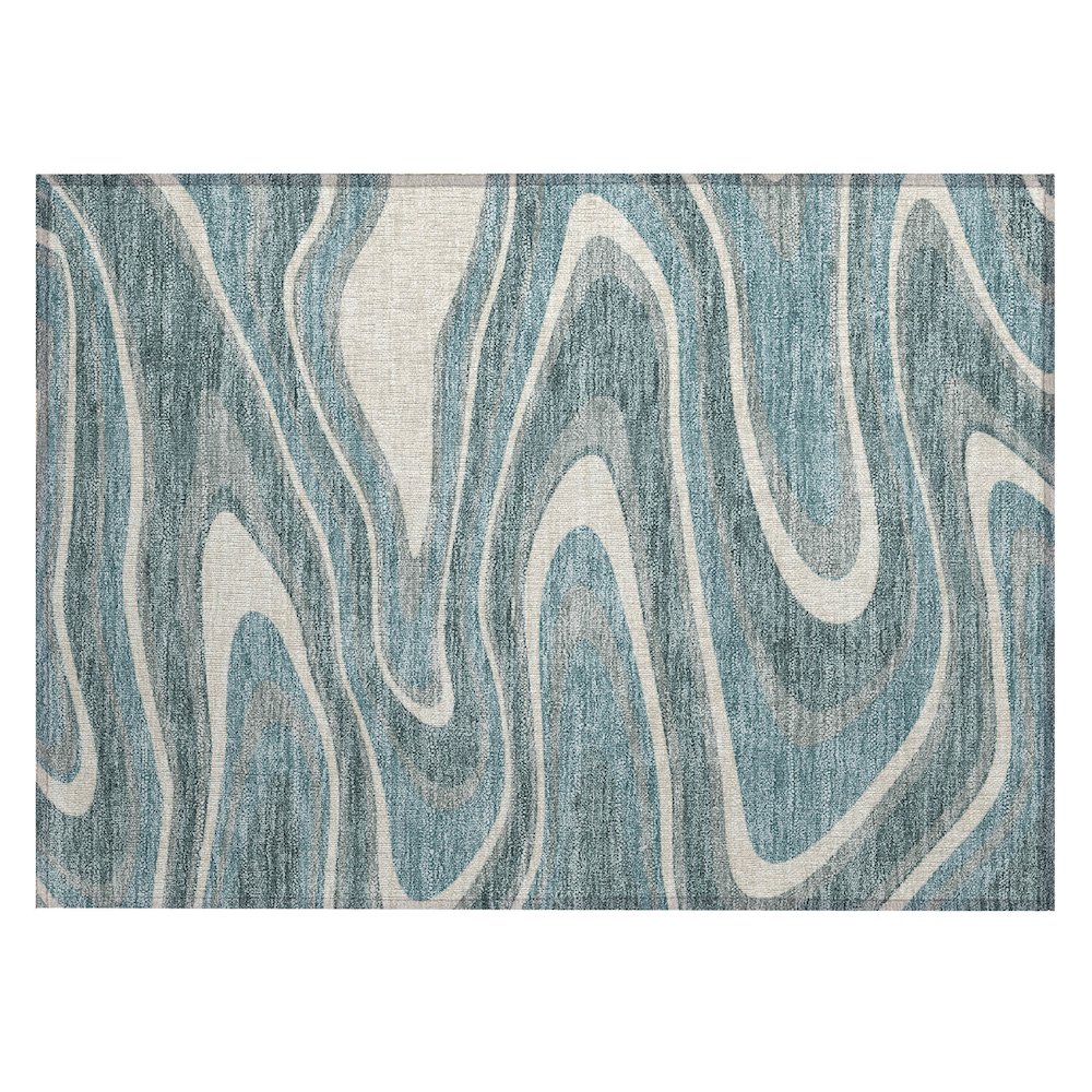 Machine Washable Indoor/Outdoor Chantille ACN2493 Teal 1'8" x 2'6" Rug. Picture 1