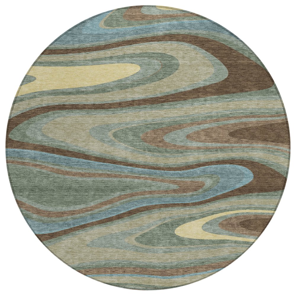 Machine Washable Indoor/Outdoor Chantille ACN2494 Green 8' x 8' Round Rug. Picture 1