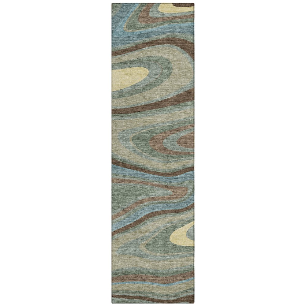 Machine Washable Indoor/Outdoor Chantille ACN2494 Green 2'3" x 7'6" Runner Rug. Picture 1